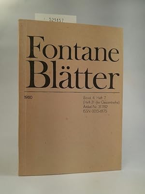 Seller image for Fontane Bltter. 31. 1980. Halbjahresschrift; im Auftrag des Theodor-Fontane-Archivs for sale by ANTIQUARIAT Franke BRUDDENBOOKS