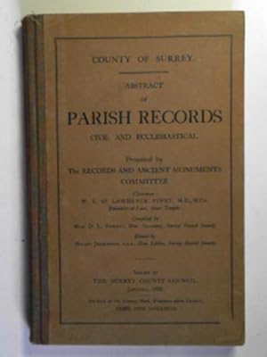 Imagen del vendedor de County of Surrey: abstract of parish records civil and ecclesiastical a la venta por Cotswold Internet Books