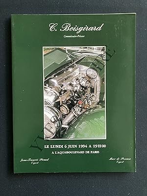 CATALOGUE DE VENTE AUTOMOBILES ET MOTOS DE COLLECTION-ETUDE BOISGIRARD-6 JUIN 1994
