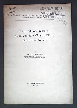 Imagen del vendedor de Deux ditions rcentes de la comdie Chrysis d'Enea Silvio Piccolomini. Facult des lettres de L'universit de coimbra Institut d'tudes Classiques. a la venta por books4less (Versandantiquariat Petra Gros GmbH & Co. KG)