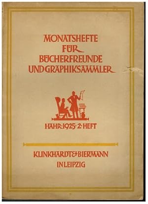 Immagine del venditore per Monatshefte f�r B�cherfreunde und Graphiksammler. I. Jahr 2. Heft. venduto da Antiquariat Appel - We�ling