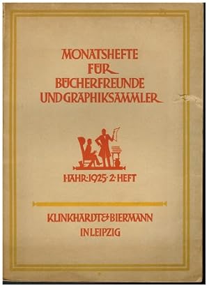 Immagine del venditore per Monatshefte fr Bcherfreunde und Graphiksammler. I. Jahr 2. Heft. venduto da Antiquariat Appel - Wessling