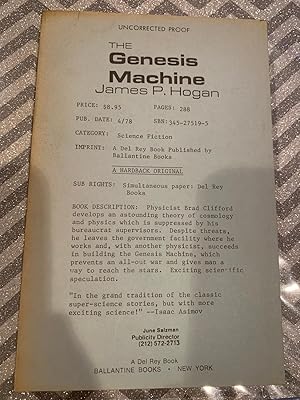 THE GENESIS MACHINE( uncorrected proof)