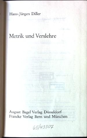 Image du vendeur pour Metrik und Verslehre. Studienreihe Englisch ; Bd. 18 mis en vente par books4less (Versandantiquariat Petra Gros GmbH & Co. KG)