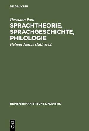 Bild des Verkufers fr Sprachtheorie, Sprachgeschichte, Philologie: Reden, Abhandlungen und Biographie, (Reihe Germanistische Linguistik, Band 200). zum Verkauf von Antiquariat Bookfarm