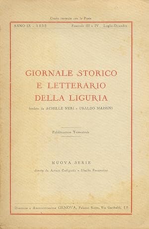 Giornale storico e letterario della Liguria. Fondato da Achille Neri e Ubaldo Mazzini. Anno IX. 1...