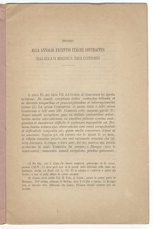 Intorno alla annalis exceptio italici contractus della quale fa menzione il Codice giustinianeo.