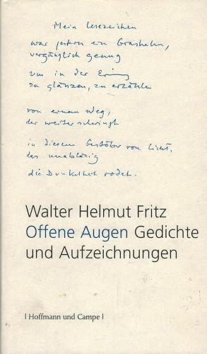 Image du vendeur pour Offene Augen: Gedichte und Aufzeichnungen mis en vente par Paderbuch e.Kfm. Inh. Ralf R. Eichmann