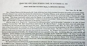 FROM THE NEW YORK EVENING POST, OF NOVEMBER 28, 1850. JOHN HOWARD PAYNE'S REPLY TO SENATOR BENTON...