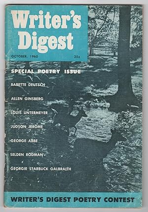 Imagen del vendedor de Writer's Digest, Volume 40, Number 10 (October 1960) - includes What Way I Write! by Allen Ginsberg a la venta por Philip Smith, Bookseller
