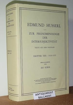 Immagine del venditore per Zur Phnomenologie der Intersubjektivitt. Texte aus dem Nachlass ; Teil 3, 1929 - 1935. venduto da Antiquariat Ballmert