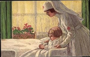 Ganzsache Ansichtskarte / Postkarte Schweiz, Bundesfeierkarte 1921, Caritas, Krankenschwester