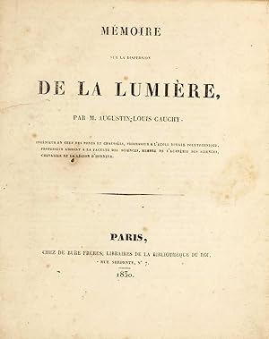 Image du vendeur pour Mmoire sur la dispersion de la lumire. mis en vente par Milestones of Science Books