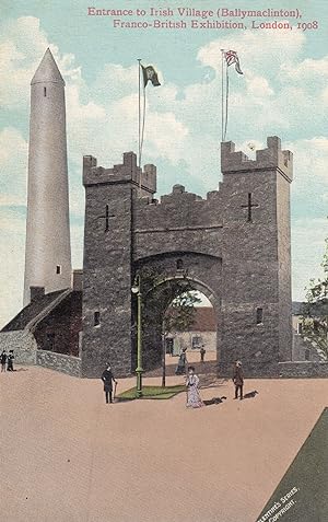 Entrance to Irish Village Ballymaclinton Franco British Empire Exhibition Postcard