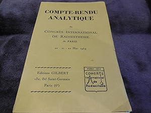 Compte-rendu analytique du Congrès International de Radiestheéie de Paris