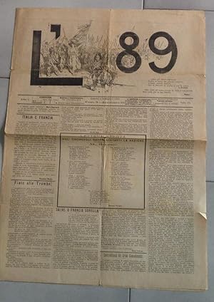 L' OTTANTANOVE. numero 16 del 2 settembre 1888 - ANNO PRIMO, Genova, Tipografia operaia, 1888