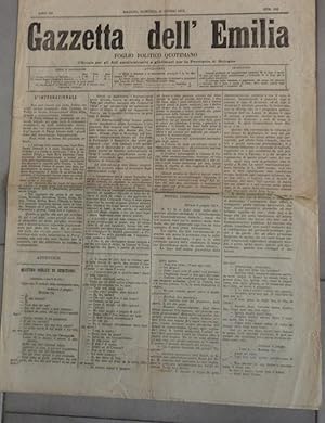 GAZZETTA DELL'EMILIA. foglio politico quotidiano, numero 162 del 11 giugno 1871 - anno XII, Bolog...