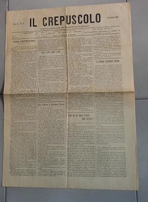 IL CREPUSCOLO, organo settimanale dei repubblicani lombardi, numero 13 del 13 gennaio 1900 . ANNO...