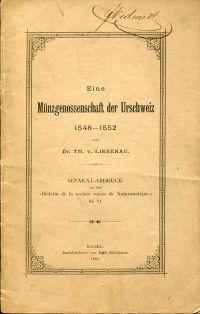 Bild des Verkufers fr Eine Mnzgenossenschaft der Urschweiz, 1548-1552. zum Verkauf von Bcher Eule