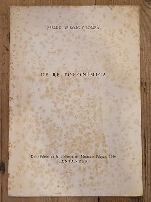 Imagen del vendedor de DE RE TOPONMICA. a la venta por Carmen Alonso Libros