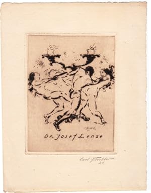 Imagen del vendedor de Dr. Josef Lenze. Unter zweiarmigem Leuchter tanzende Akte. a la venta por Antiquariat  Braun