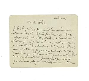 LAS L.A.S. J.-K. Huysmans Carte Lettre autographe signée à l'abbé Munier