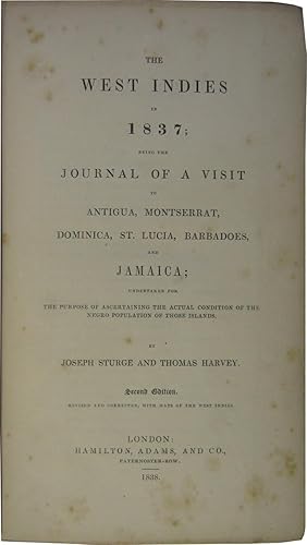 Seller image for The West Indians in 1837. Journal of a visit to Antigua, Montserrat, Dominica, St. Lucia, Barbadoes and Jamaica. for sale by Rotes Antiquariat