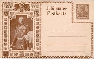Seller image for 25 jhriges Regierungs-Jubilum. 1888-1913. Jubilums-Postkarte. Postkarte in Lichtdruck. Ungelaufen. for sale by Antiquariat Heinz Tessin