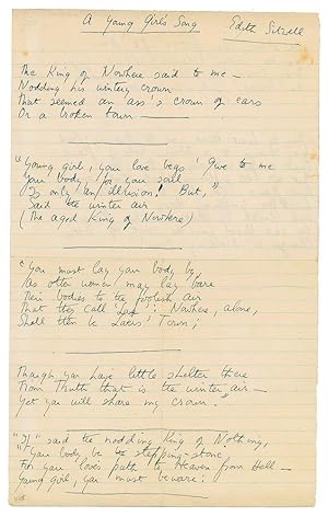 AUTOGRAPH MANUSCRIPT SIGNED (AMS): "A Young Girl's Song"
