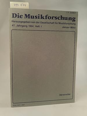 Imagen del vendedor de Die Musikforschung. 47. Jahrgang. Heft 1. a la venta por ANTIQUARIAT Franke BRUDDENBOOKS