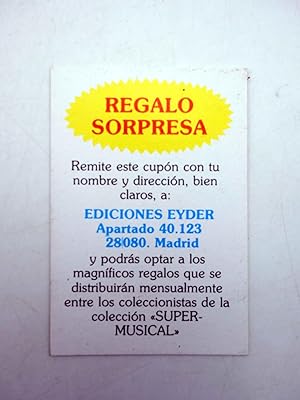 CROMO SUPER MUSICAL S/N. REGALO SORPRESA. Eyder, Circa 1980