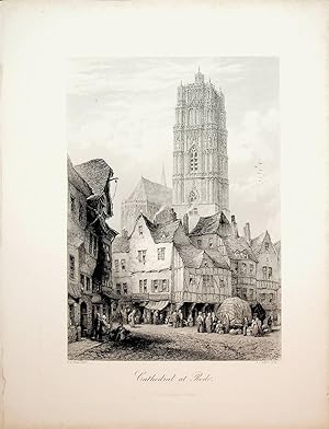 RODEZ, Cathédrale Notre-Dame de Rodez, La tour de la cloche, France, vue ca. 1875