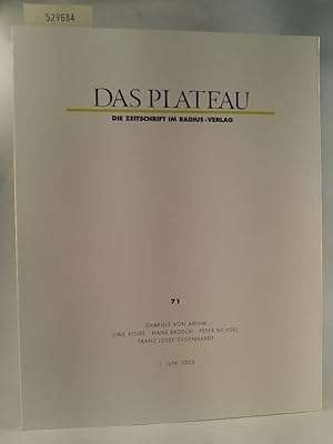 Bild des Verkufers fr Das Plateau. Die Zeitschrift im Radius Verlag Broschiert . Nr. 71. Gabriele von Arnim, Uwe Kolbe, Hans Brosch, Peter Bichsel, Franz Josef Degenhardt zum Verkauf von ANTIQUARIAT Franke BRUDDENBOOKS