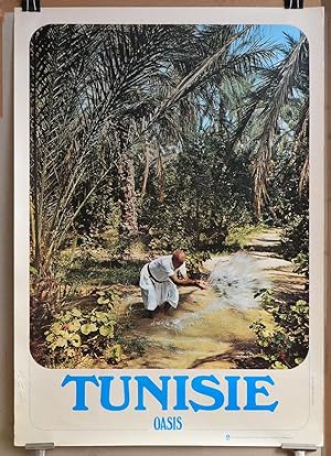 TUNISIE : OASIS, affiche tourisme originale 1973