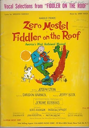 Imagen del vendedor de Zero Mostel In Fiddler On The Roof ( Sheet Music ) a la venta por BYTOWN BOOKERY