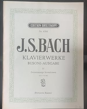 Immagine del venditore per Klavierwerke busoni-ausgabe IV Zweistimmige Inventionen en Klavierwerke Busoni-Ausgabe V Dreistimmige Inventionen venduto da Shore Books