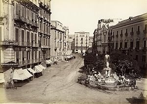 Italy Naples Napoli Medina Fountain Hotel old Photo Giorgio Sommer 1870