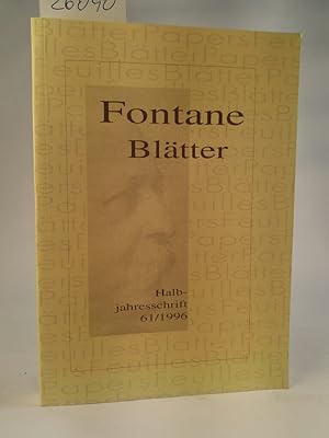 Imagen del vendedor de Fontane-Bltter Halbjahresschrift Band 61 / 1996 a la venta por ANTIQUARIAT Franke BRUDDENBOOKS