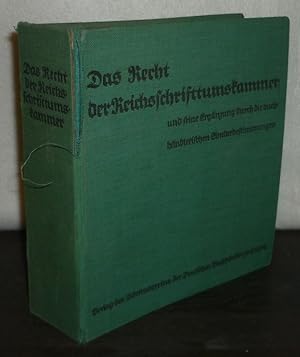 Bild des Verkufers fr Das Recht der Reichsschrifttumskammer. Bearbeitet von Gnther Gentz. Im Schlagwort erfat von Georg Schwab. 2 Teile in 1 Band. Teil 2 mit eigenem Titel: Das Recht des Reichsdeutschen Buchhandels. zum Verkauf von Antiquariat Kretzer