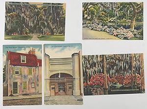 FIVE UNUSED VINTAGE CHRONOLITHOGRAPHIC POSTCARDS featuring scenes from Charleston, S.C., with two...