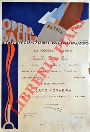 Opera Balilla. Piccola italiana promossa a Capo Squadra.