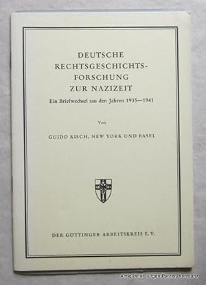 Seller image for Deutsche Rechtsgeschichtsforschung zur Nazizeit. Ein Briefwechsel aus den Jahren 1935-1941. Sonderdruck aus: Jahrbuch der Schlesischen Friedrich-Wilhelms-Universitt zu Breslau. Wrzburg, Holzner, 1964. Titel, S. 401-419. Or.-Umschlag. for sale by Jrgen Patzer