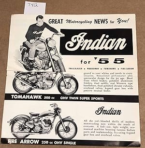 Indian Motorcycle 1955 advertising brochure Trailblazer Woodsman Tomahawk Fire Arrow