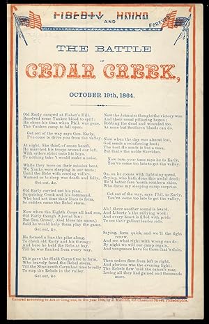 The Battle of Cedar Creek, October 19th, 1864. Liberty and Union Forever