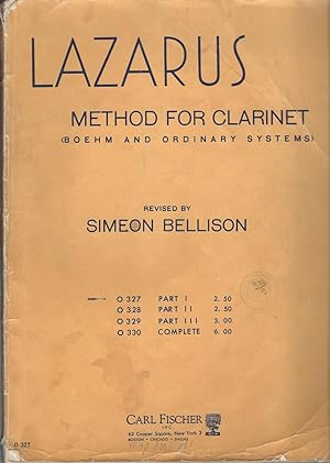 Seller image for Lazarus, Method For Clarinet, Part I (0327) Boem and Ordinary Systems for sale by BYTOWN BOOKERY