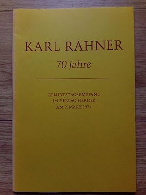 Seller image for Karl Rahner, 70 Jahre Geburtstagsempfang im Verlag Herder am 7. Mrz 1974 - Vier Ansprachen als Manuskript gedruckt for sale by Antiquariat Smock