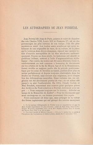 Bild des Verkufers fr Les Autographes de Jean Perral . zum Verkauf von ARTLINK