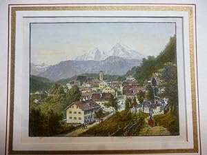 Orig. kolorierter Stahlstich: Berchtesgaden. Plato Ahrens.