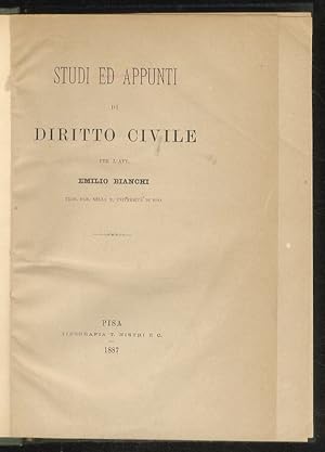 Bild des Verkufers fr Studi ed appunti di diritto civile. zum Verkauf von Libreria Oreste Gozzini snc