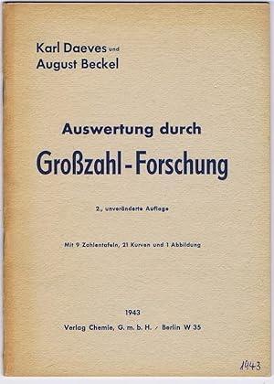 Immagine del venditore per Auswertung von Betriebszahlen und Betriebsversuchen durch Grozahlforschung. Eine Methodik zur Vermeidung von Ausschuware und zur Verbesserung der Qualitt. venduto da Antiquariat Gnter Hochgrebe